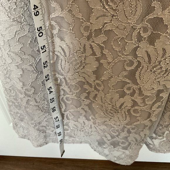 City Triangle Womens Gray Sleeveless Side Slit Rhinestone Lace Maxi Dress Size 7 - Picture 13 of 15